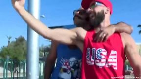 Filming A three-way With 2 muscled Tourists