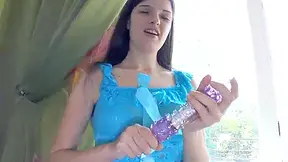 Lima Enjoys Her Purple Vibrator As She Masturbates