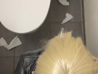 Blond hotty banged loud in public washroom