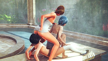 Yaoi Femboy - Nara threesome with 2 femboys in a public bath - Sissy crossdress Japanese Asian Manga Anime Game Porn