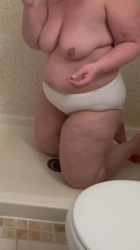BBW Whore Gags on Your Cock in the Shower
