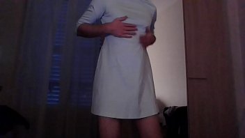 Cute crossdresser tits stimulation