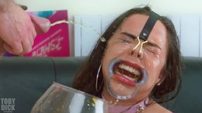 wet degraded anal piss spew recycling piggy whore roxy richie with nose hook and mouth spreader is used and broken