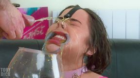 wet degraded anal piss spew recycling piggy whore roxy richie with nose hook and mouth spreader is used and broken