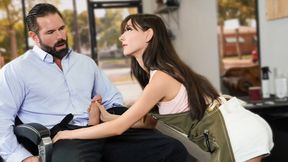 Petite Hairdresser Serena Hill Barely Fits Customer&#039;s Massive Dick Inside Her Mouth - Exxxtra Small
