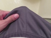 Touch the erection cock while wearing clothes.