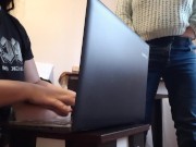 I masturbate near the secretary while she is typing a report for me