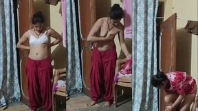 indian desi bhabhi changing night dress