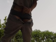 Quick outdoor jerkoff while having a cigarette
