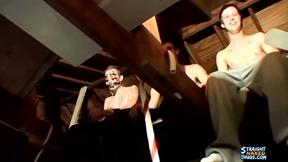 ”Straight Thug Dudes Hang Out For A Group Dick Stroking”