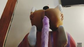 I become a slutty bunny girl who wiggles her fat ass and sucks cock