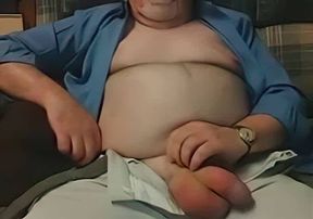 Hairy Grandpa Bear Strokes His Big Cock