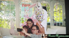 Cute teen Avi surprises Easter bunny with her wet pussy present