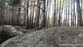 Naked Teen Walks in Spring Forest
