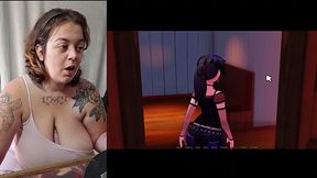 Gamer girl plays naughty adult games during tattooing interview