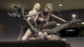 threesome blonde girls 3d