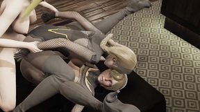 threesome blonde girls 3d