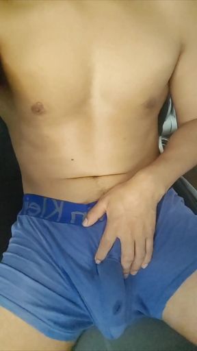 Key moment from &quot;I play with my huge bulge in underwear until I cum&quot;