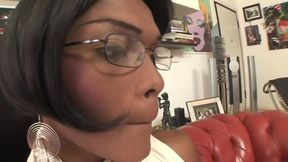 Black shemale slams the ass of a white man