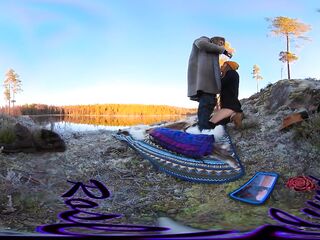 Sex on a reindeer skin next to a forest lake - RosenlundX - VR 360 - 5,7k 30fps