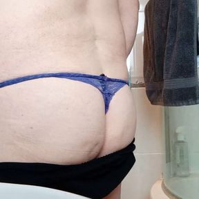 Black fullbacks blue thong with dirty red thong