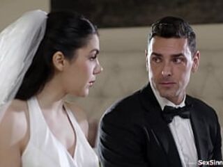 Busty bride Valentina Nappi thought wearing a butt plug during the wedding would make her husband happy but her acts anal about.His friend does not
