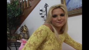 Blonde MILF with Boots and Lingerie Fingers Her Pussy Hot