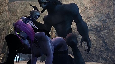 Werewolf threesome with two Draenei Girls in a Cave - Warcraft Porn Parody