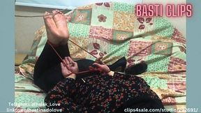 Anna Hogtied falaka on the Bed