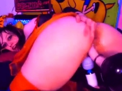 machine fucking cream out of her pussy, hitachi too