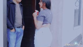 Big Booty Latina Neighbor WANTS sugar and gives MILK before hubby catches on