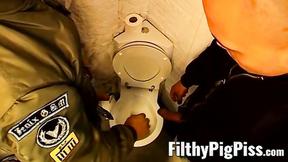 ”Muscle hunks hardcore threesome bondage spanking & pissing”