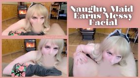 Naughty Maid Earns Messy Facial