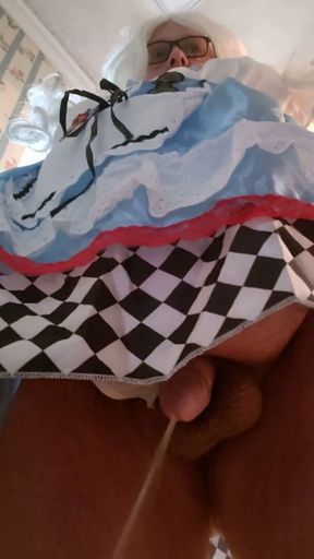 sissy pissing in alice and wonderland costume