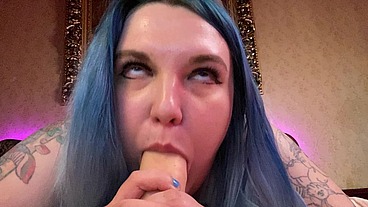Ahegao madness with very wet and wild sloppy cock sucking