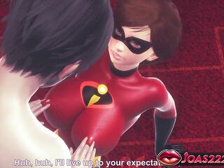 Large Breasts Helen Parr Groans from Fingering and Muff diving - Intensive Fingering Makes Her Cum in Chick Elect two Scene