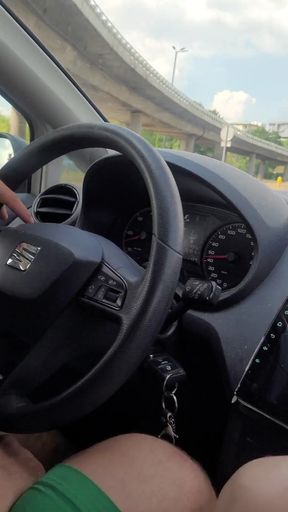 Tattoo Girl Masturbation in Car When Man Is Driving