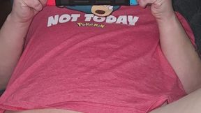 Bottomless Gamer Girl Legs Spread Playing Nintendo Switch