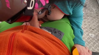 Great Risky Fun On A Cable Car - ski lift - Public Blowjob (people watched ) - Tonny and Mia