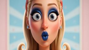 BIG EYES MESMERIZE AND POUTY BLUE LIPSTICK KISSES