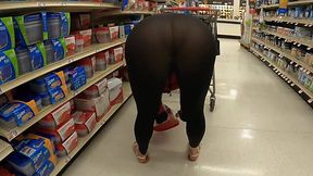 Flashing Pussy in Sheer Leggings While Grocery Shopping