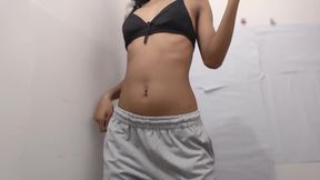 Asian girl showing her pussy while sitting