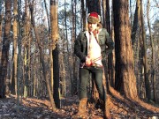19 year old Jesse Gold jerks off in the woods in cowboy boots, denim, and flannel