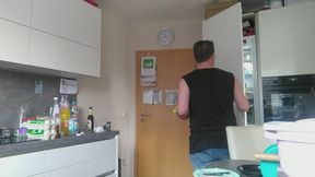 Someone rings my doorbell. I invite him in, shrink him in the kitchen, and eat him with two slices of cheese. GERMAN LANGUAGE