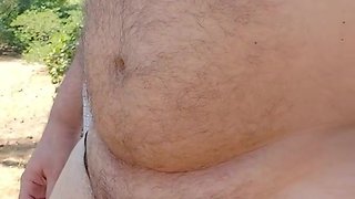 Trying on the summer micro underwear collection at the park