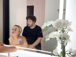 All Natural Large Bazookas Golden-haired Screwed In Front Of Mirror - Cas Summer - Luke Cooper