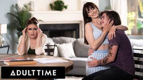 MILF Lexi Luna helps boyfriend study with deepthroat and pussy smash
