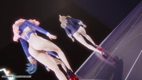 [mmd] Twice - Talk That Talk Ahri Seraphine Kaisa Sexy Striptease League of Legends Hentai Uncensored 4K 60fps