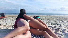 She was calmly sunbathing when an excited stranger lay down next to her