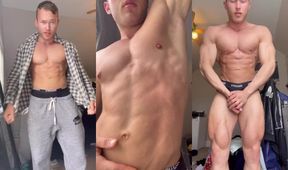 Jacked College Jock Flexes Massive Cock Gushes Thick Loads